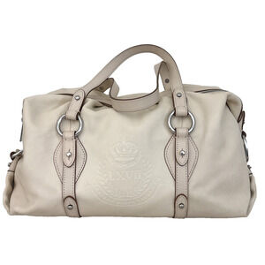 Ralph Lauren Top Handel Large Crown Embossed LXVII Cream Neutral Purse  Y2K